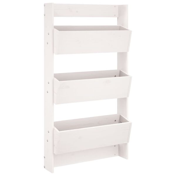 vidaXL Seinäkukkalaatikko 3 tasoa 60x18,5x110 cm valkoinen täysi mänty