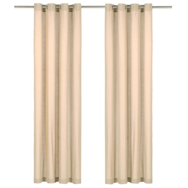 vidaXL Verhot metallirenkailla 2 kpl puuvilla 140x245 cm beige