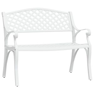 vidaXL Puutarhapenkki 102 cm valualumiini valkoinen