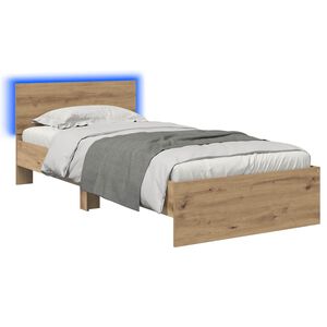 vidaXL S&auml;ngyn runko LED-valolla Artisaanitammi 80 x 200 cm