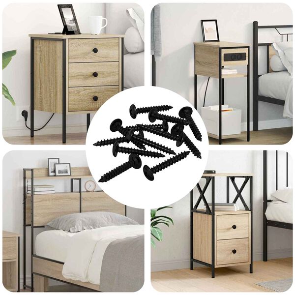 vidaXL Itsekiertev&auml; kynsi 9000 pcs Musta Ter&auml;s