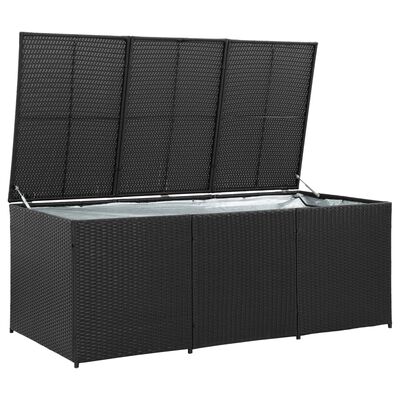 vidaXL Puutarhan säilytyslaatikko polyrottinki 180x90x70 cm musta