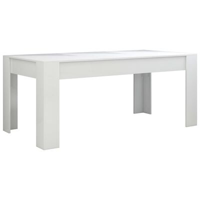 vidaXL Ruokapöytä korkeakiilto valkoinen 180x90x76 cm lastulevy