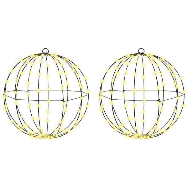 vidaXL Pallo 192 LED-valoilla 2 pcs Lämmin valkoinen 43.5 cm Metalli