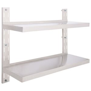 vidaXL 2-Kerroksinen kelluva sein&auml;hylly ruostumaton ter&auml;s 100x30 cm