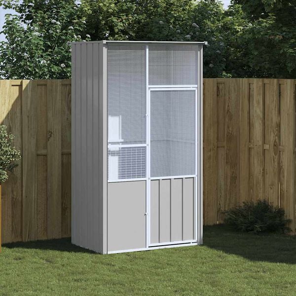 vidaXL Lintuhäkki harmaa 115x78x200 cm galvanoitu teräs