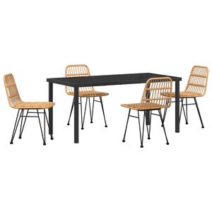 vidaXL Piharuokailu setti 5 pcs Ruskea Jauhemaalattu Ter&auml;s