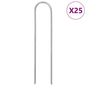 vidaXL Maatapit U-muotoinen 25 pcs 15x3,5 cm galvanoitu ter&auml;s