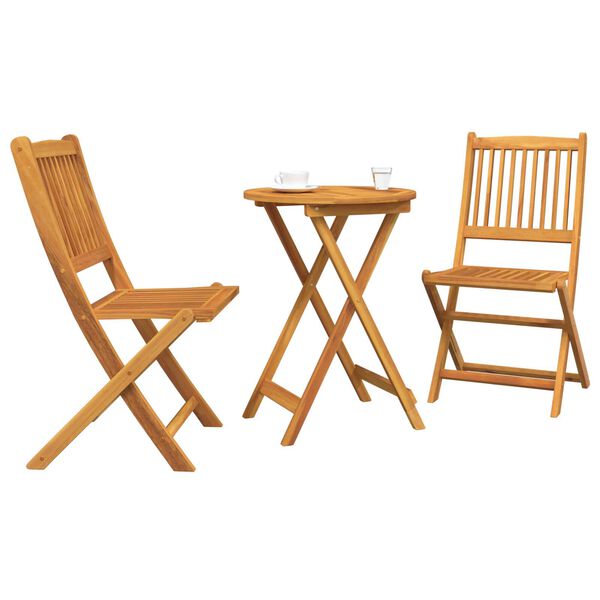 vidaXL Puutarhan Bistro Set 3 pcs Ruskea täysi akaasiapuu