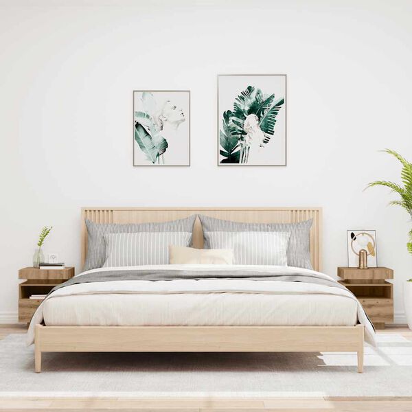 vidaXL Yöpöytäkaapit LED-valoilla 2 kpl Artisan Oak 40x39x48,5 cm