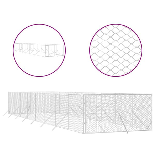 vidaXL Koiran ulkoh&auml;kki hopea 4x16x2 m galvanoitu ter&auml;s