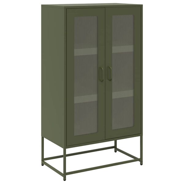 vidaXL Highboard Oliivinvihreä 68x39x123 cm Teräs