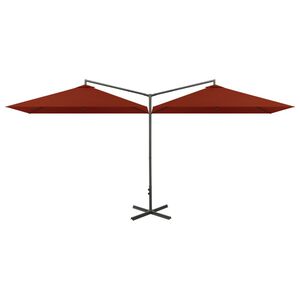 vidaXL Puutarhan tupla-aurinkovarjo ter&auml;stolppa 600x300 cm terrakotta