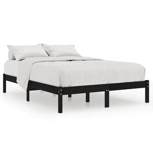 vidaXL S&auml;ngynrunko musta t&auml;ysi puu 135x190 cm Double