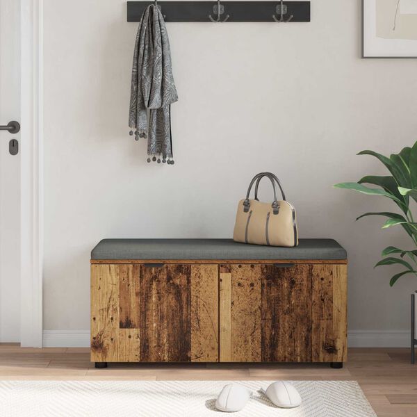 vidaXL Halli penkki tyynyll&auml; ovella Vanha puu 100 x 38 x 46 cm