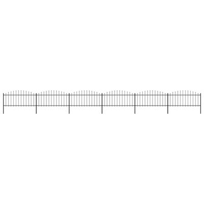 vidaXL Puutarha-aita keihäskärjillä teräs (0,5-0,75)x10,2 m musta
