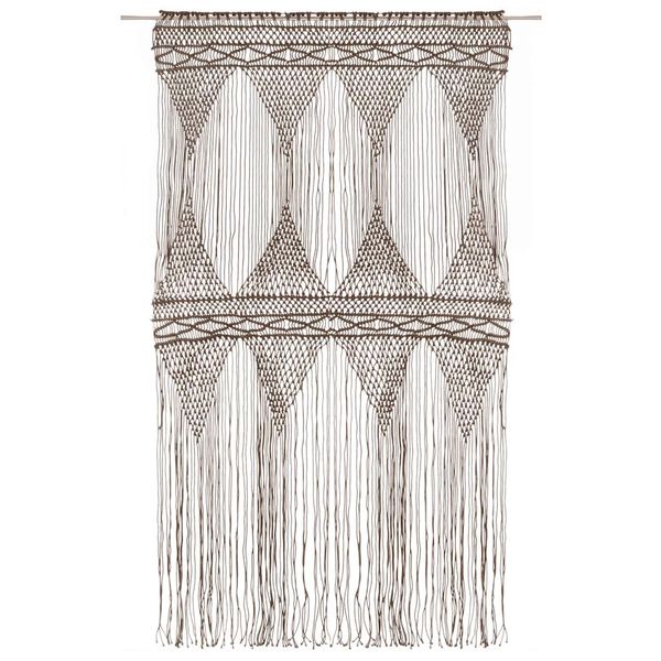 vidaXL Macrame verho harmaanruskea 140x240 cm puuvilla