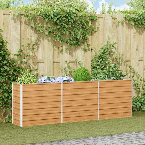 vidaXL Korotettu kukkalaatikko 240x40x77 cm galvanoitu teräs hopea