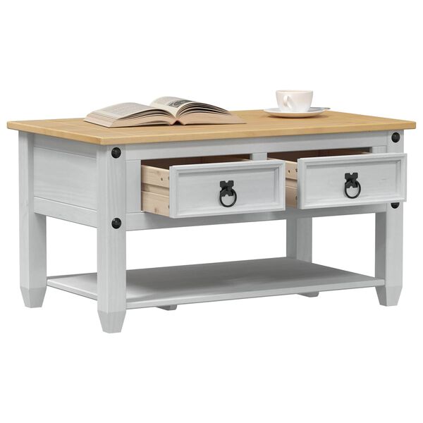 vidaXL Sohvap&ouml;yt&auml; Valkoinen 85 x 50 x 45 cm Massiivinen m&auml;nty