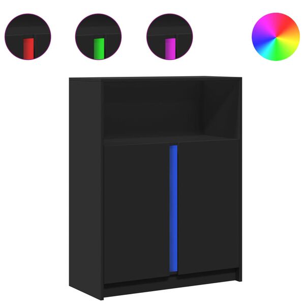 vidaXL Senkki LED-valoilla musta 77x34x100 cm tekninen puu