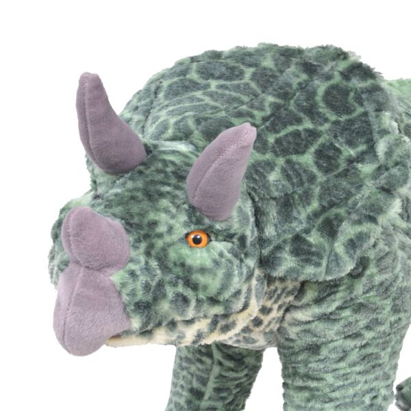 vidaXL Seisova pehmolelu dinosaurus Triceratops vihre&auml; XXL