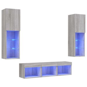vidaXL 5-osainen LED TV-kaappisarja harmaa Sonoma tekninen puu