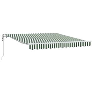 vidaXL Vedett&auml;v&auml; markiisi Vihre&auml; ja valkoinen 350 x 250 cm