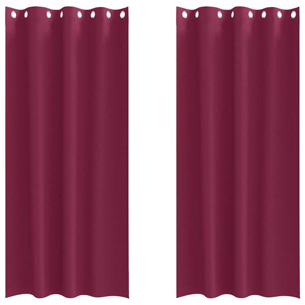 vidaXL Piment&auml;v&auml; verho renkailla 2 pcs Viininpunainen 245 x 140 cm