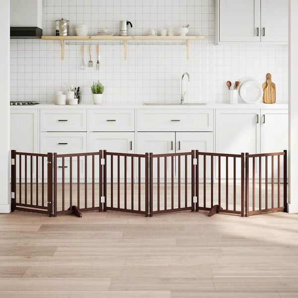 vidaXL Koiraportti taitettava 6paneelia ruskea tammi 300cm t&auml;ysi kuusi