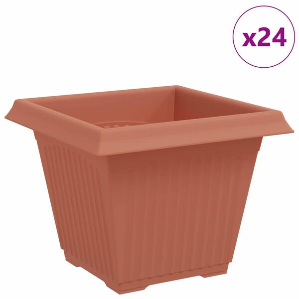 vidaXL Neli&ouml; Kukkaruukku 24 pcs Tiilenpunainen 38 x 38 x 30 cm Muovi
