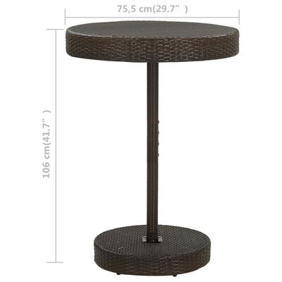 vidaXL Puutarhapöytä ruskea 75,5x106 cm polyrottinki