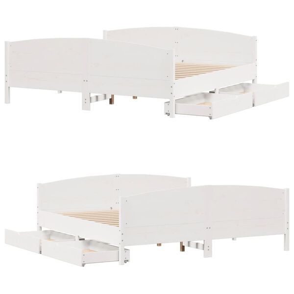 vidaXL Sängynrunko ilman patjaa valkoinen 160x200 cm täysi mänty