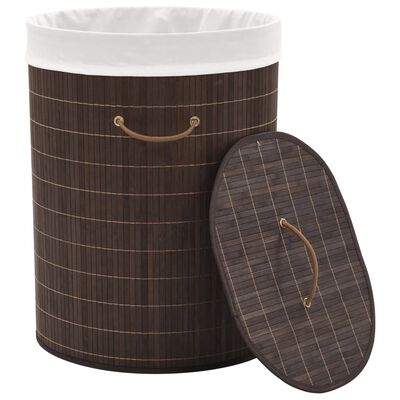 vidaXL Bambu pyykkikori ovaali tummanruskea