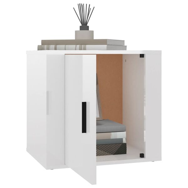 vidaXL Yöpöytä korkeakiilto valkoinen 50x39x47 cm