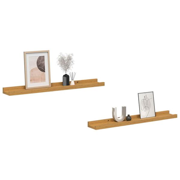 vidaXL Sein&auml;hylly hyllyll&auml; 2 pcs Beige 60 x 9 x 3 cm Tekninen puu