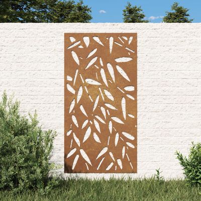 vidaXL Puutarhaseinäkoriste 105x55 cm corten teräs bambunlehtikuvio