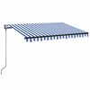 vidaXL Sis&auml;&auml;nkelattava markiisi LED/tuulisens. 350x250cm sinivalkoinen