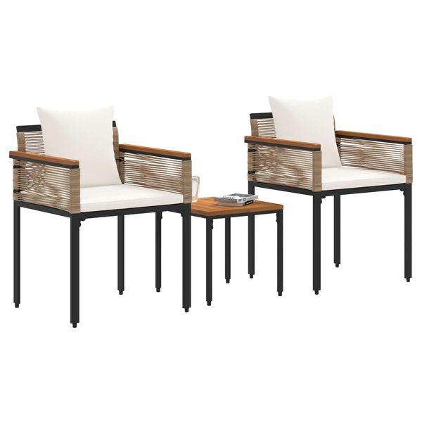 vidaXL Ulkokalusteet Setti 3 pcs Beige ja kerma-valkoinen PE-rottinki