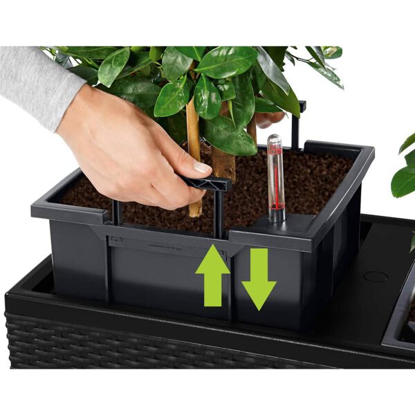 LECHUZA Kukkalaatikko TRIO Stone 30 ALL-IN-ONE grafiitinmusta