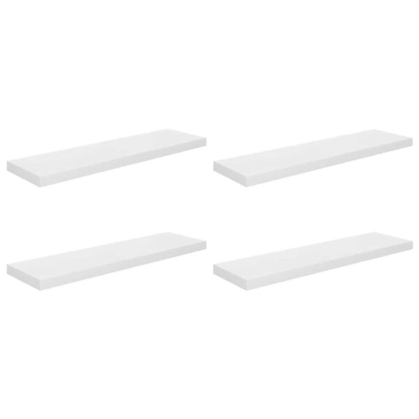 vidaXL Kelluvat sein&auml;hyllyt 4 kpl korkeakiilto valk 90x23,5x3,8 cm MDF