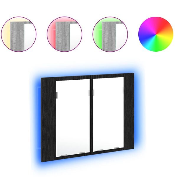 vidaXL Kylpyhuoneen Peilikaappi hyllyll&auml; Musta tammi. 60 x 12 x 45 cm