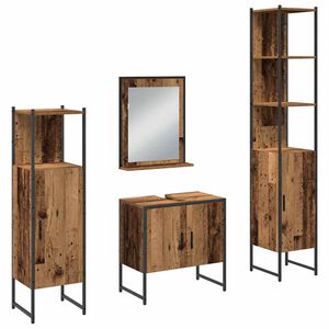 vidaXL Kylpyhuonekalustesetti ovella 4 pcs Ruskea 33 x 33 x 185.5 cm