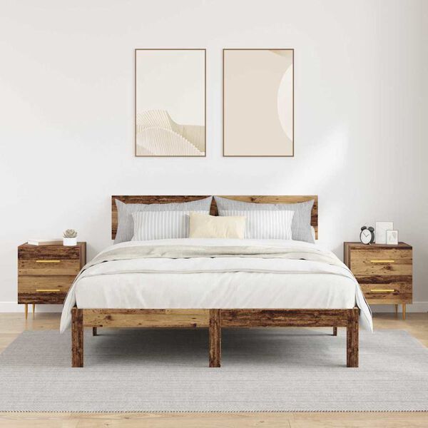 vidaXL Y&ouml;p&ouml;yt&auml;kaappi 2 pcs Vanha Puu 40 x 35 x 47,5 cm Tekninen puu