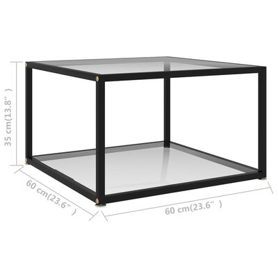 vidaXL Sohvapöytä läpinäkyvä 60x60x35 cm karkaistu lasi