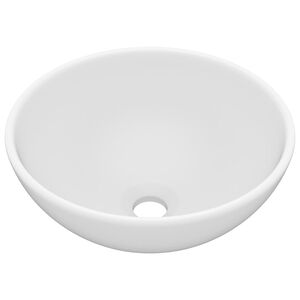 vidaXL Ylellinen pesuallas py&ouml;re&auml; matta valkoinen 32,5x14 cm keraami