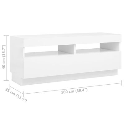 vidaXL TV-taso LED-valoilla valkoinen 100x35x40 cm