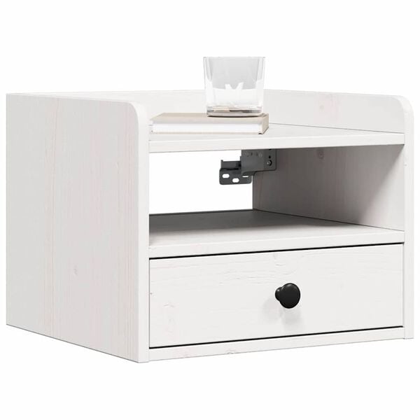 vidaXL Yöpöytä laatikon kanssa Valkoinen 38 x 36 x 29,5 cm Täysi mänty