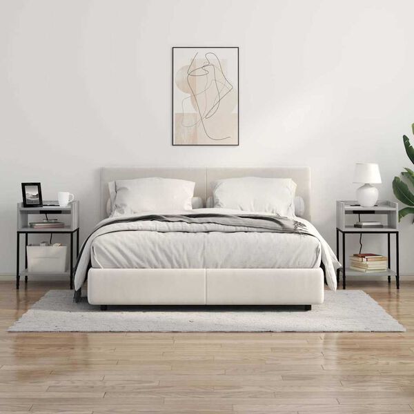 vidaXL Yöpöytäkaappi 2 pcs Harmaa Sonoma 40 x 40 x 61 cm Tekninen puu