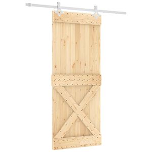 vidaXL Liukuovi 85 x 210 cm Massiivinen m&auml;nty (k&auml;sittelem&auml;t&ouml;n)