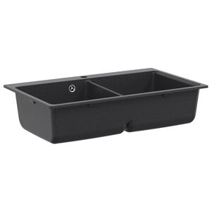 vidaXL Keitti&ouml;allas kaksinkertainen Graniitti 86 x 51 x 30 cm
